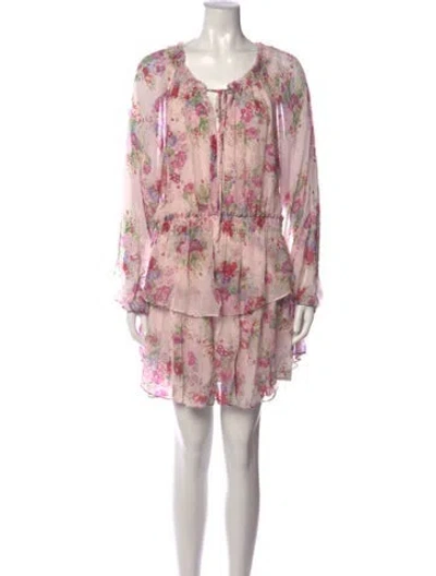 Pre-owned Loveshackfancy Floral Print Mini Dress In Pink