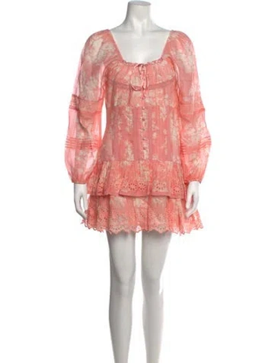 Pre-owned Loveshackfancy Floral Print Mini Dress In Pink