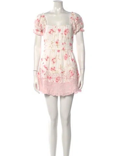 Pre-owned Loveshackfancy Floral Print Mini Dress In Pink