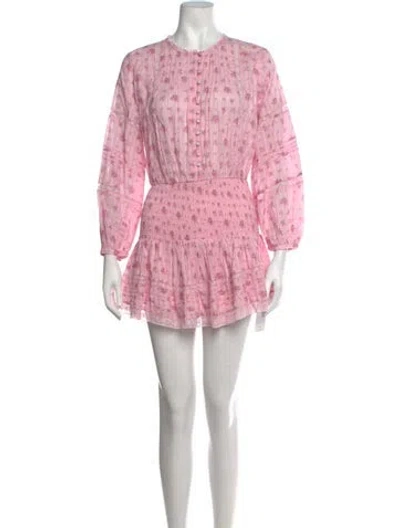 Pre-owned Loveshackfancy Floral Print Mini Dress In Pink