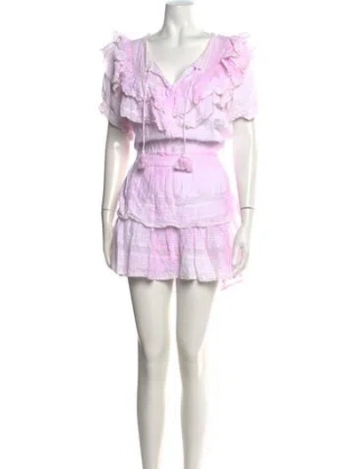 Pre-owned Loveshackfancy Floral Print Mini Dress In Pink