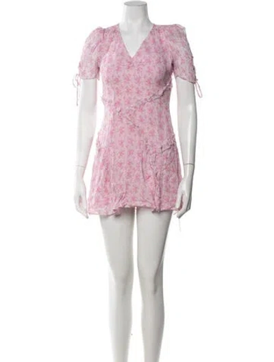 Pre-owned Loveshackfancy Floral Print Mini Dress In Pink