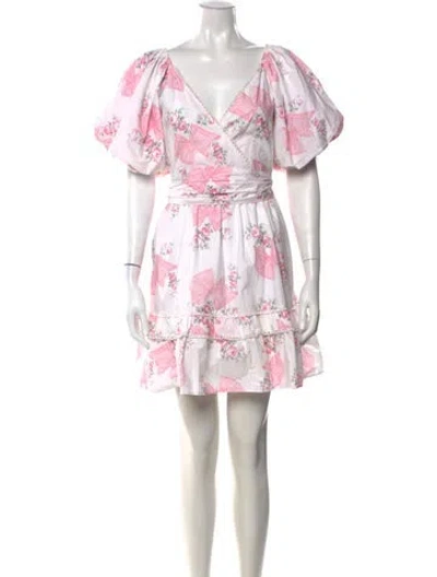 Pre-owned Loveshackfancy Floral Print Mini Dress In Pink