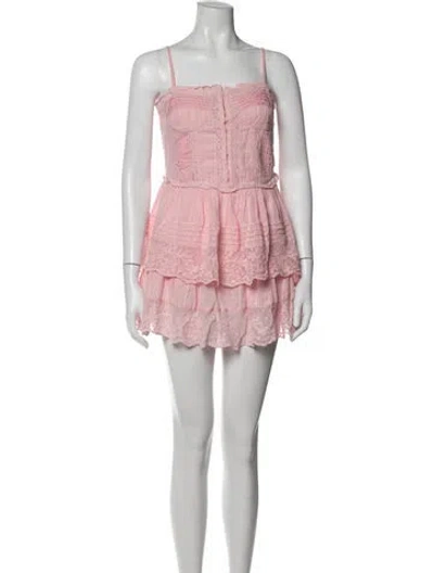 Pre-owned Loveshackfancy Floral Print Mini Dress In Pink