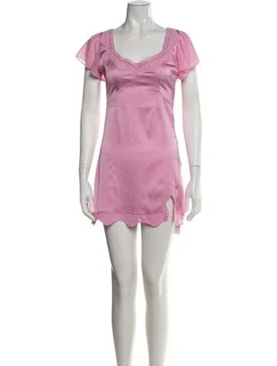 Pre-owned Loveshackfancy Floral Print Mini Dress In Pink