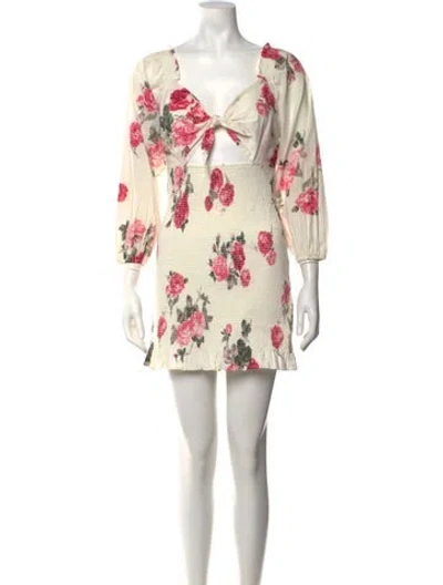 Pre-owned Loveshackfancy Floral Print Mini Dress In Pink