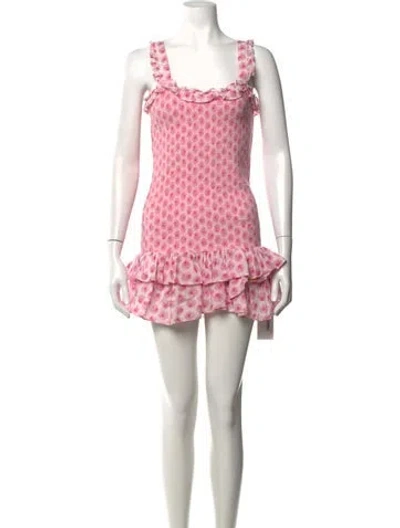 Pre-owned Loveshackfancy Floral Print Mini Dress In Pink