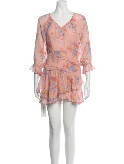 Pre-owned Loveshackfancy Floral Print Mini Dress In Pink