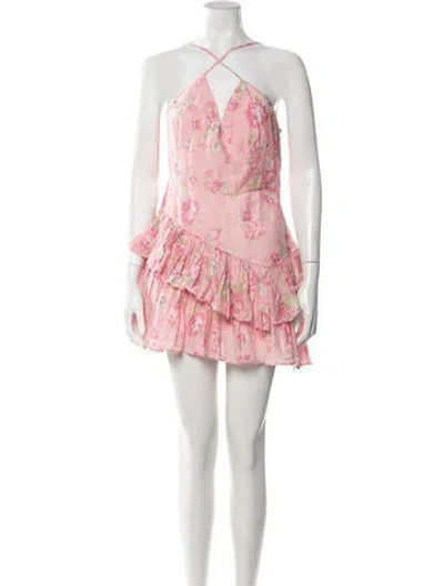 Pre-owned Loveshackfancy Floral Print Mini Dress In Pink