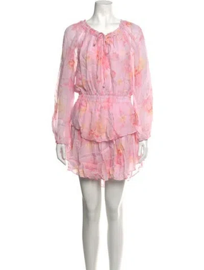 Pre-owned Loveshackfancy Floral Print Mini Dress In Pink