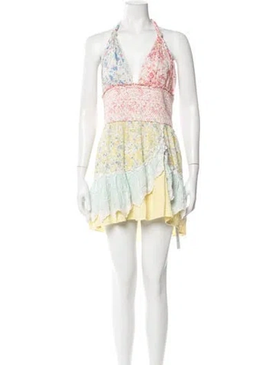 Pre-owned Loveshackfancy Floral Print Mini Dress In Pink