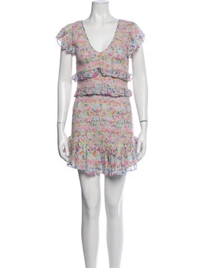 Pre-owned Loveshackfancy Floral Print Mini Dress In Pink