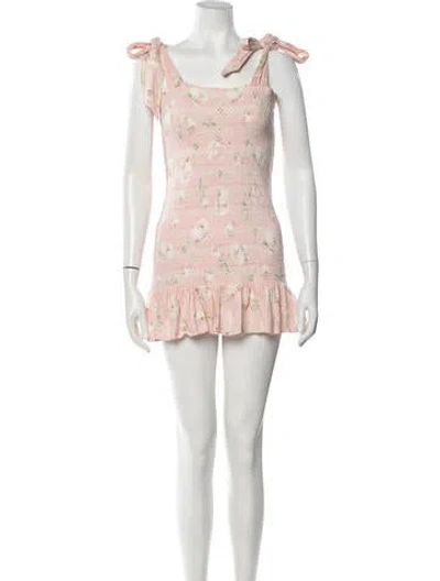 Pre-owned Loveshackfancy Floral Print Mini Dress In Pink