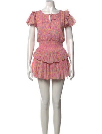 Pre-owned Loveshackfancy Floral Print Mini Dress In Pink