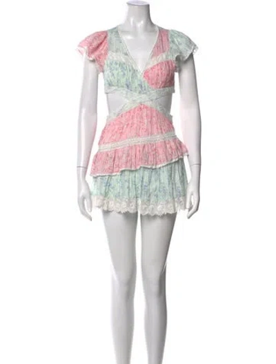 Pre-owned Loveshackfancy Floral Print Mini Dress In Pink