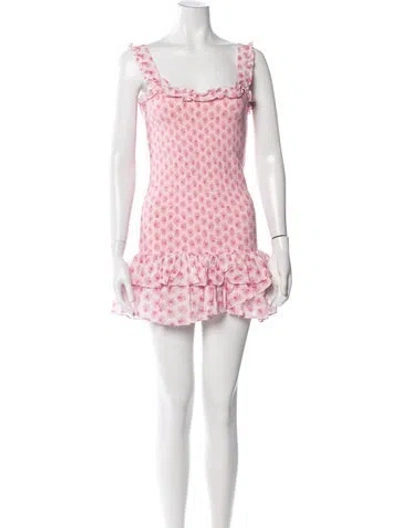 Pre-owned Loveshackfancy Floral Print Mini Dress In Pink