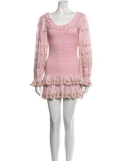 Pre-owned Loveshackfancy Floral Print Mini Dress In Pink