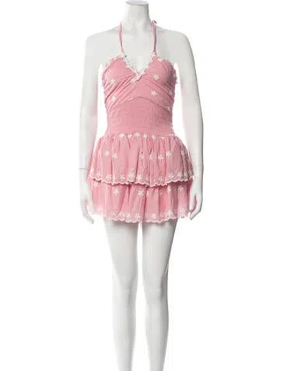 Pre-owned Loveshackfancy Floral Print Mini Dress In Pink