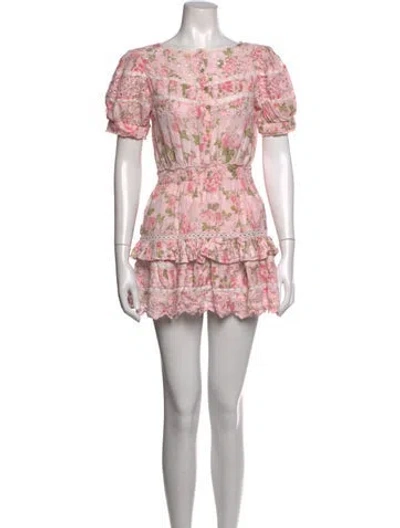 Pre-owned Loveshackfancy Floral Print Mini Dress In Pink