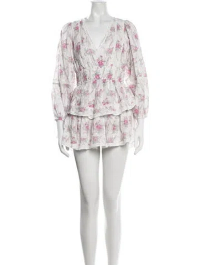 Pre-owned Loveshackfancy Floral Print Mini Dress In Pink