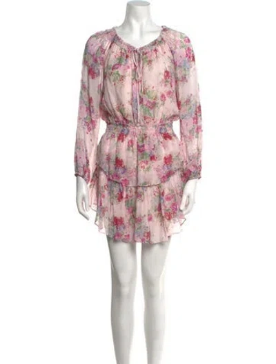 Pre-owned Loveshackfancy Floral Print Mini Dress In Pink