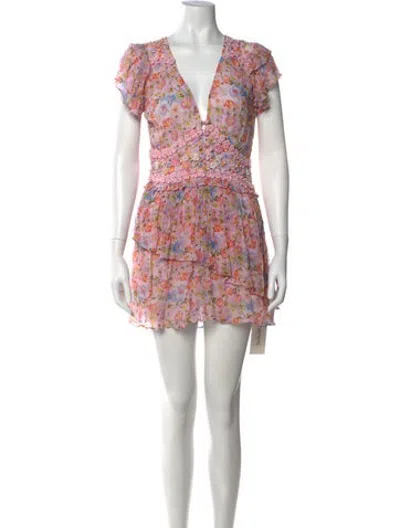 Pre-owned Loveshackfancy Floral Print Mini Dress In Pink
