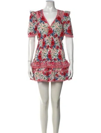 Pre-owned Loveshackfancy Floral Print Mini Dress In Pink/red