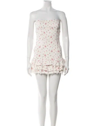 Pre-owned Loveshackfancy Floral Print Mini Dress In Pink/white