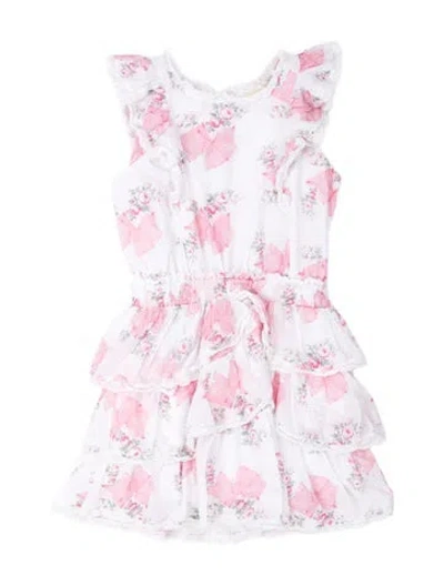Pre-owned Loveshackfancy Floral Print Mini Dress In Pink/white