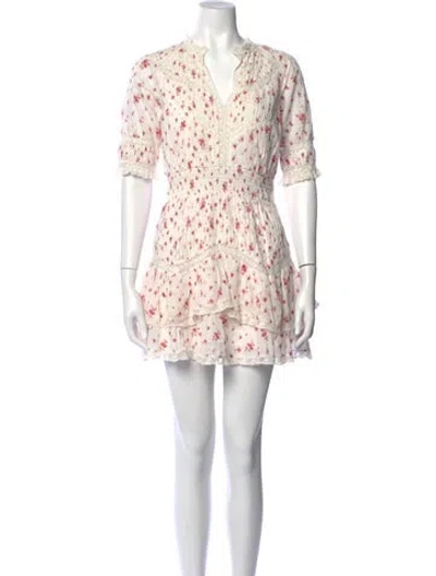 Pre-owned Loveshackfancy Floral Print Mini Dress In Pink/white