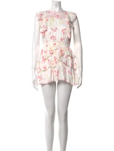 Pre-owned Loveshackfancy Floral Print Mini Dress In Pink/white