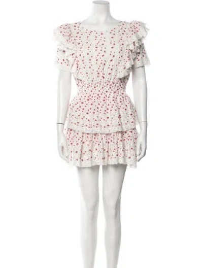 Pre-owned Loveshackfancy Floral Print Mini Dress In Pink/white