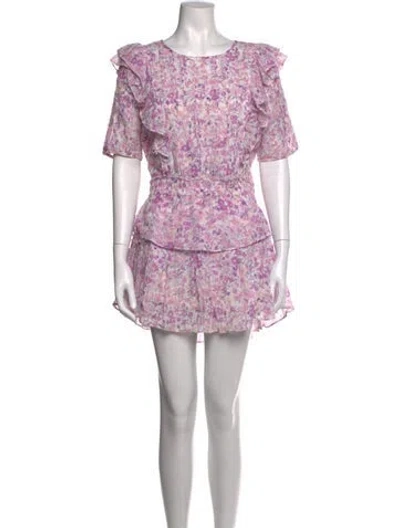 Pre-owned Loveshackfancy Floral Print Mini Dress In Pink/white