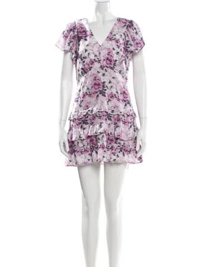 Pre-owned Loveshackfancy Floral Print Mini Dress In Purple