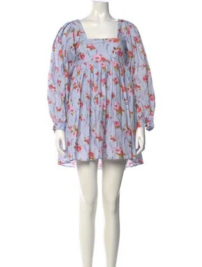 Pre-owned Loveshackfancy Floral Print Mini Dress In Purple