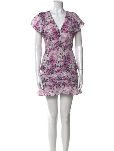 Pre-owned Loveshackfancy Floral Print Mini Dress In Purple