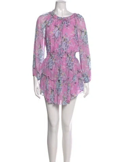 Pre-owned Loveshackfancy Floral Print Mini Dress In Purple