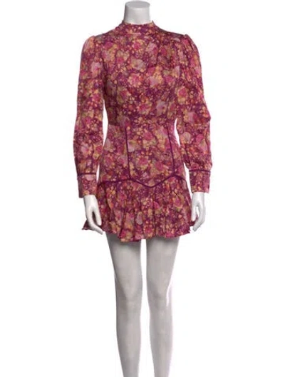 Pre-owned Loveshackfancy Floral Print Mini Dress In Purple