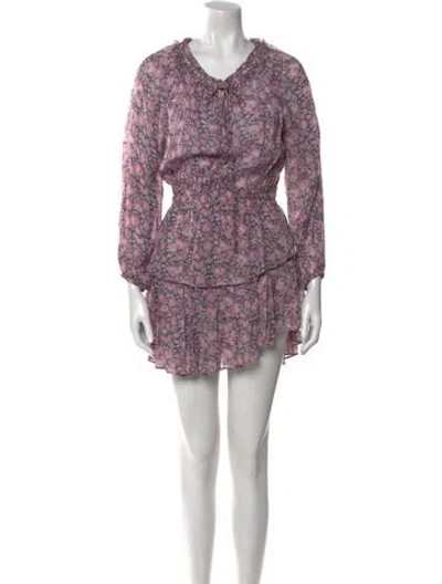 Pre-owned Loveshackfancy Floral Print Mini Dress In Purple