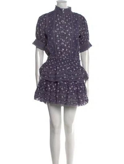 Pre-owned Loveshackfancy Floral Print Mini Dress In Purple