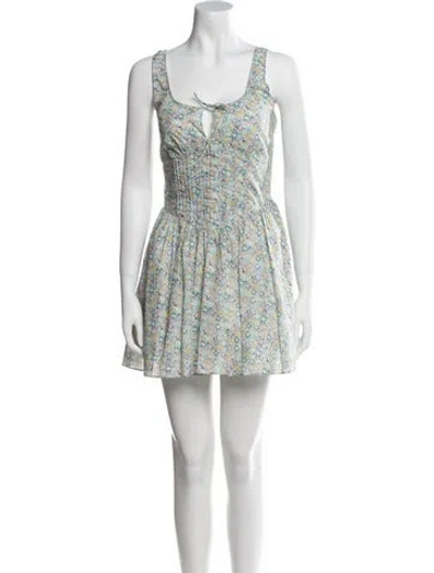 Pre-owned Loveshackfancy Floral Print Mini Dress In Purple