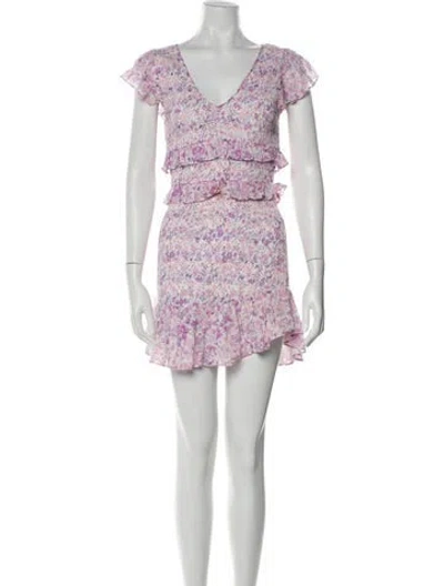 Pre-owned Loveshackfancy Floral Print Mini Dress In Purple