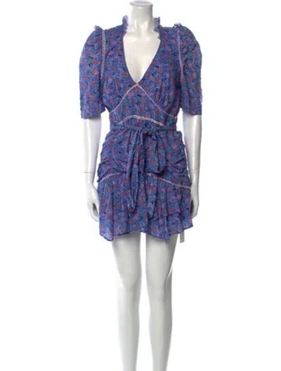 Pre-owned Loveshackfancy Floral Print Mini Dress In Purple