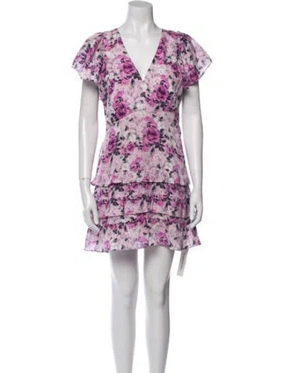 Pre-owned Loveshackfancy Floral Print Mini Dress In Purple