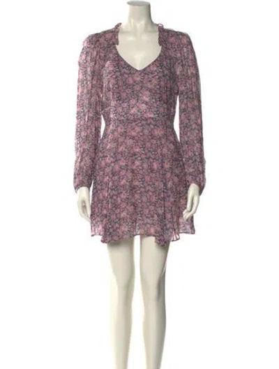 Pre-owned Loveshackfancy Floral Print Mini Dress In Purple