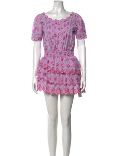 Pre-owned Loveshackfancy Floral Print Mini Dress In Purple