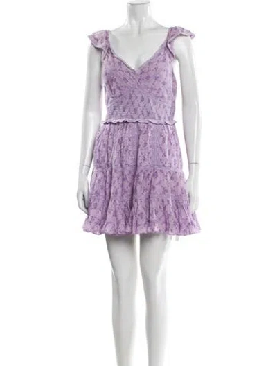 Pre-owned Loveshackfancy Floral Print Mini Dress In Purple