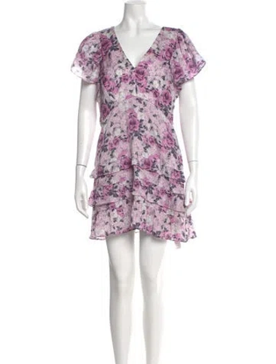 Pre-owned Loveshackfancy Floral Print Mini Dress In Purple