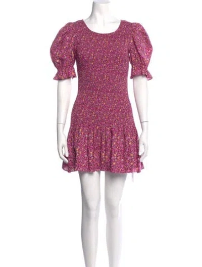 Pre-owned Loveshackfancy Floral Print Mini Dress In Purple