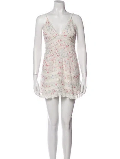 Pre-owned Loveshackfancy Floral Print Mini Dress In Purple